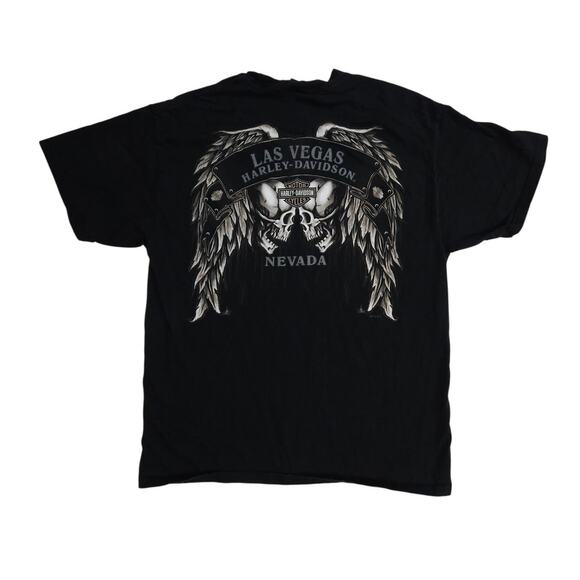 Harley Davidson Skull Shirt Men's Size Large Nevada HD Wings Double Sided Y2K - Picture 1 of 8